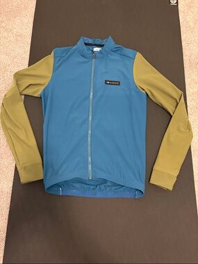 Men's Blue & Olive Full-Zip cycling  jersey